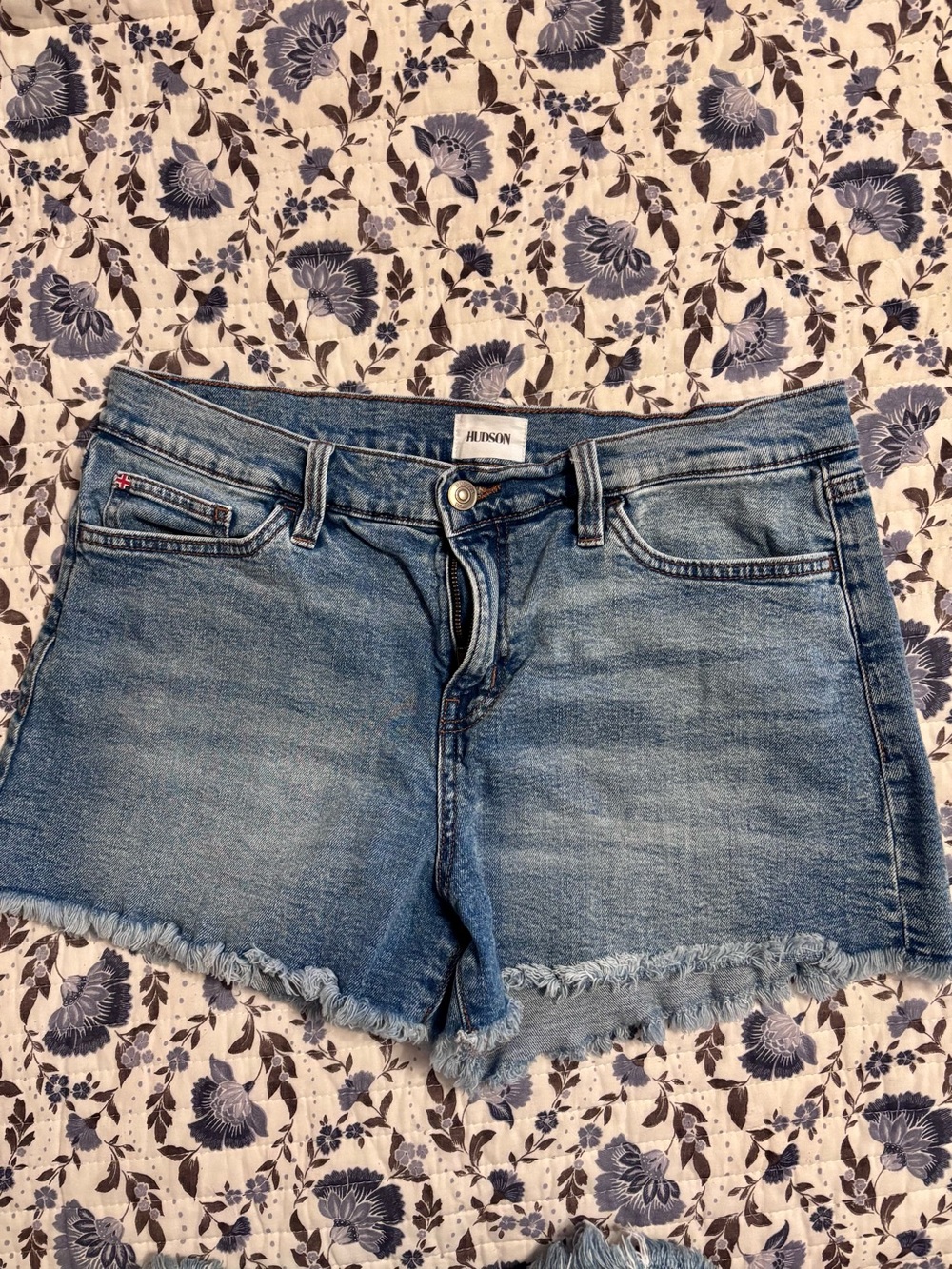Hudson Jeans Light Blue Denim Cutoff Shorts with Frayed Hem - SIZE 32